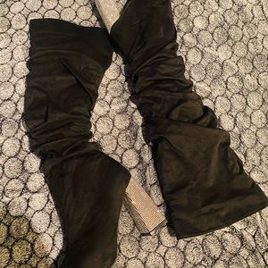 Fashion nova ruffle knee-high boots size 9